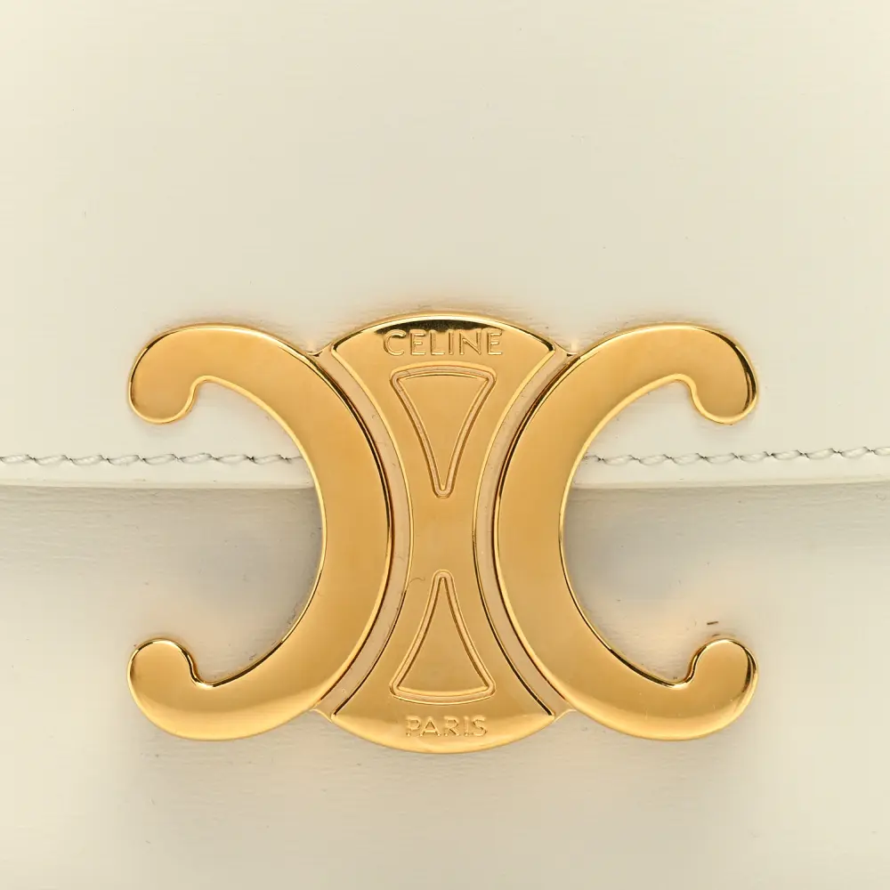 Lushentic Grade Handbags: Mini Triomphe in White Calfskin Gold - Image 8
