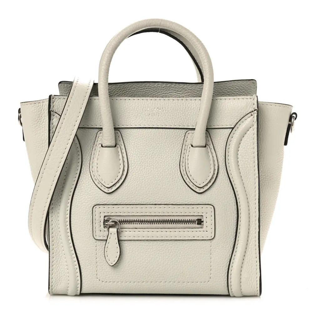 Lushentic Celine Nano Luggage Bag Lune Drummed Calfskin Leather Front