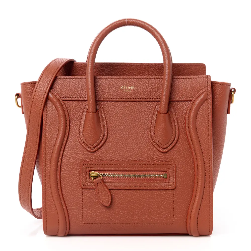 Lushentic Celine Nano Luggage Bag Lychee Drummed Calfskin Leather Front