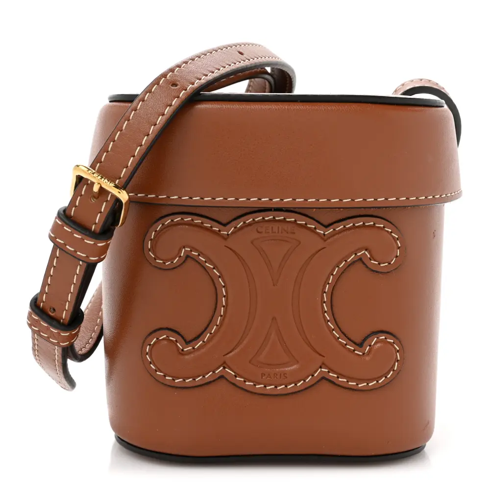 Lushentic Celine Small Cuir Triomphe Box Tan Smooth Calfskin Leather Gold Hardware Front