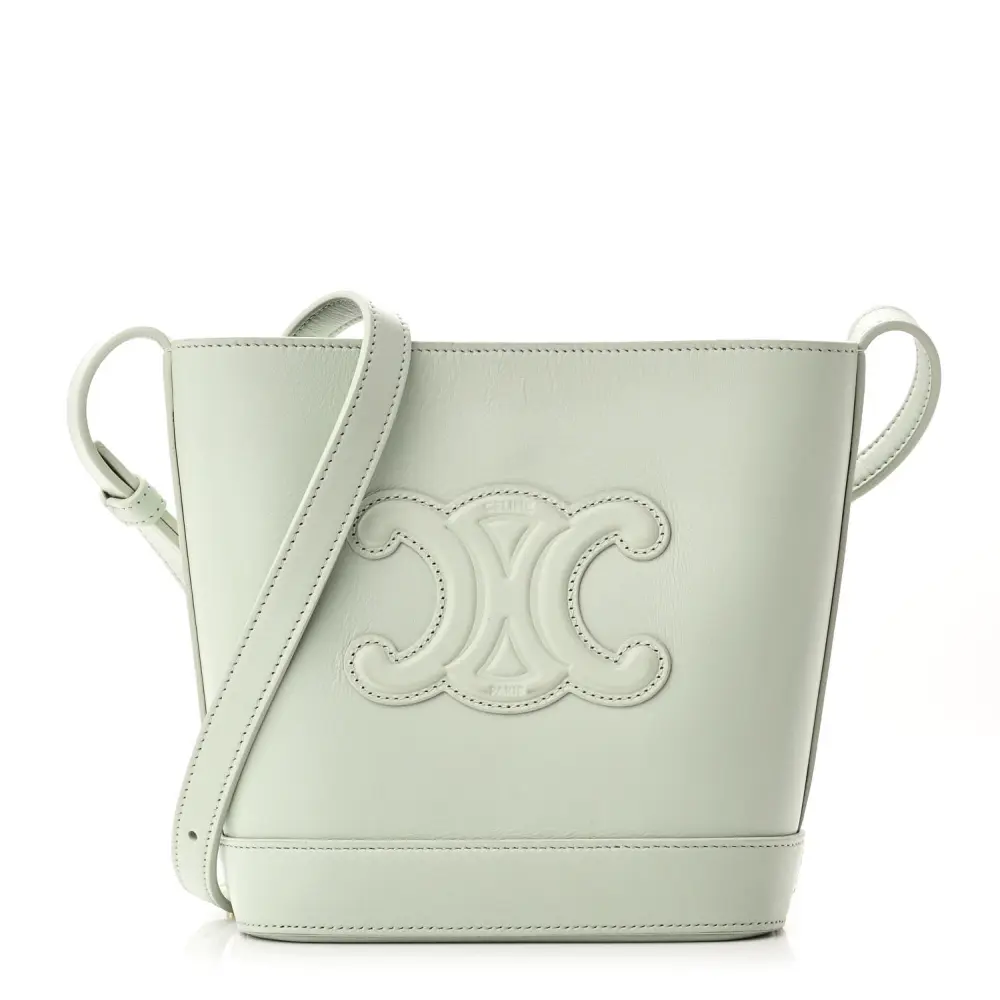 Lushentic Celine Small Cuir Triomphe Bucket Bag Jade Smooth Calfskin Leather Gold Hardware Front