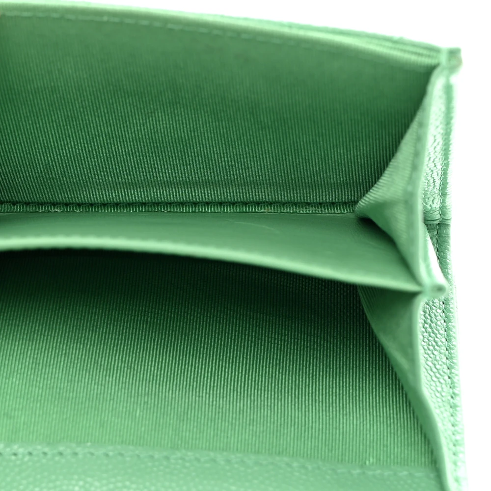 Lushentic Flap Card Holder - Small Light Green Quilted Caviar Leather - Image 5