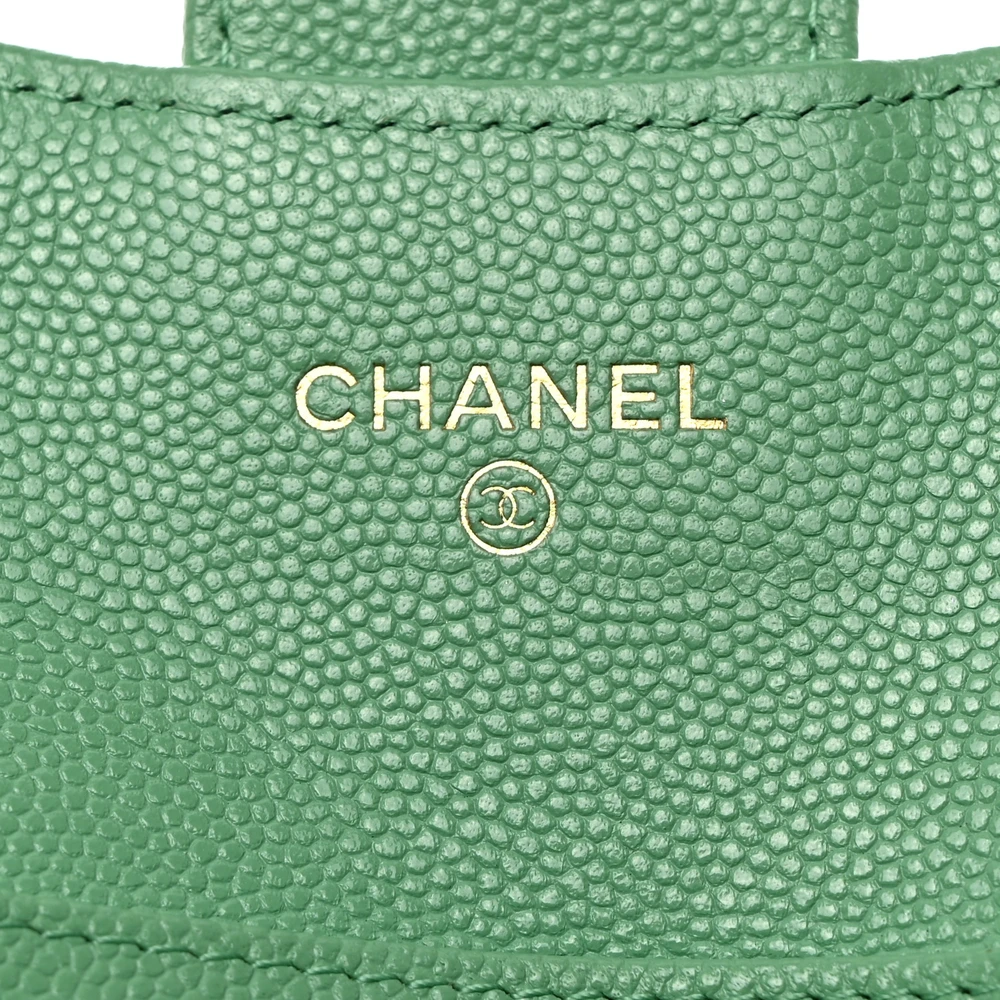 Lushentic Flap Card Holder - Small Light Green Quilted Caviar Leather - Image 2