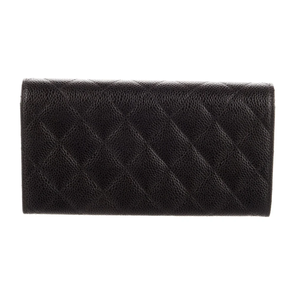 Lushentic Bag: Large Interlocking CC Trifold Wallet Black Caviar Silver HW - Image 2
