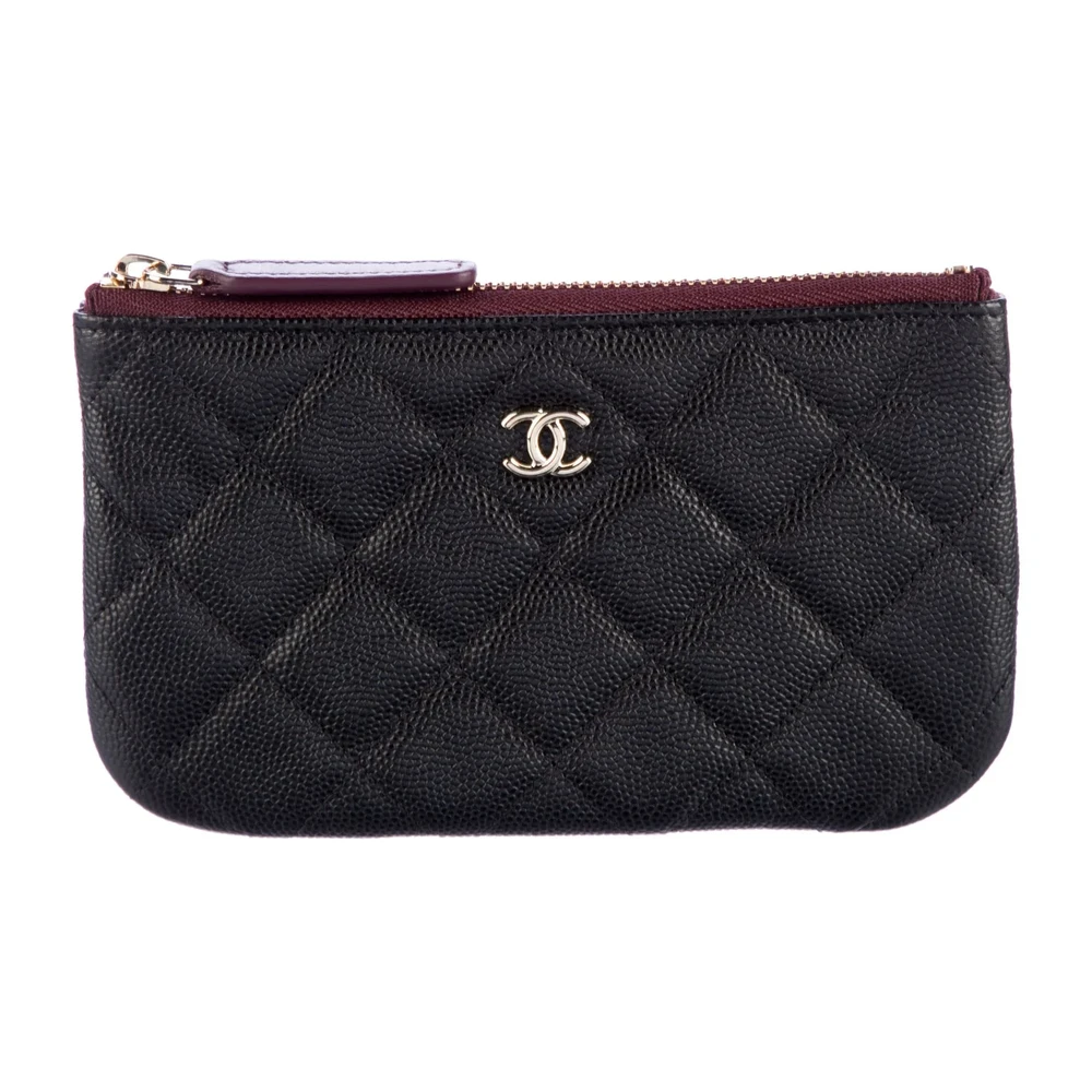 Lushentic Chanel Medium Interlocking CC Logo Pouch Black Caviar Leather Silver Hardware