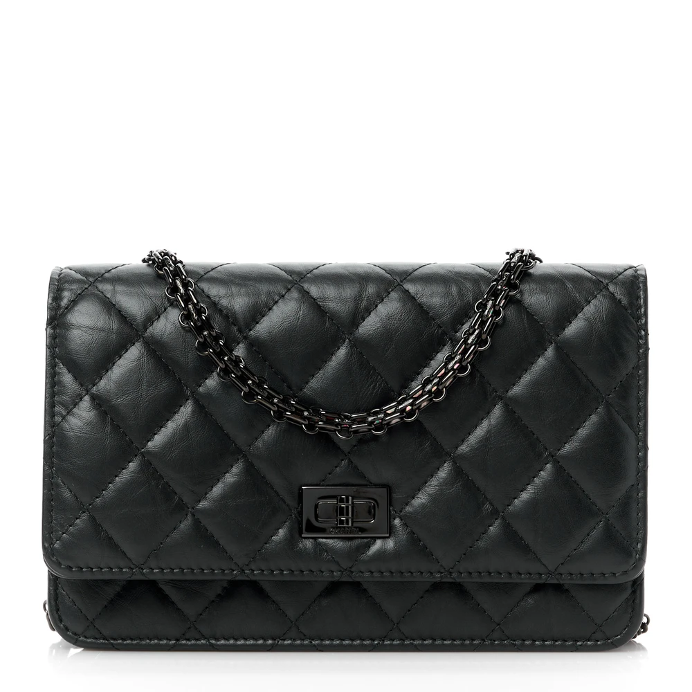 Lushentic Chanel Reissue Wallet On Chain (WOC) Small Quilted Aged Calfskin Leather So Black Front