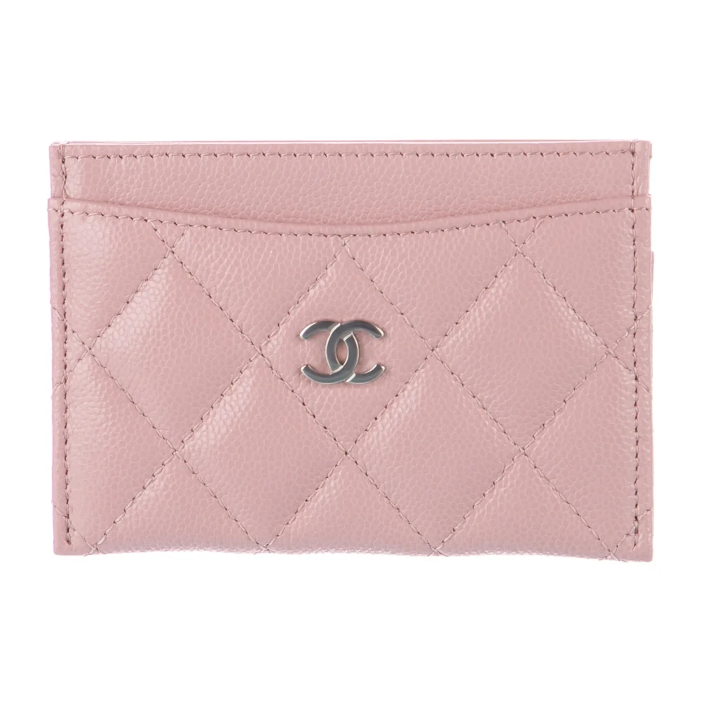 Lushentic Chanel Small Card Holder Pink Quilted Leather Silver Hardware