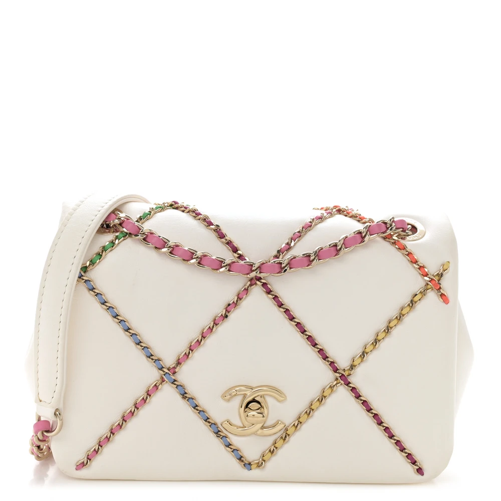 Lushentic Chanel Wallet On Chain (WOC) Small Beige Quilted Caviar Leather Gold Hardware Front