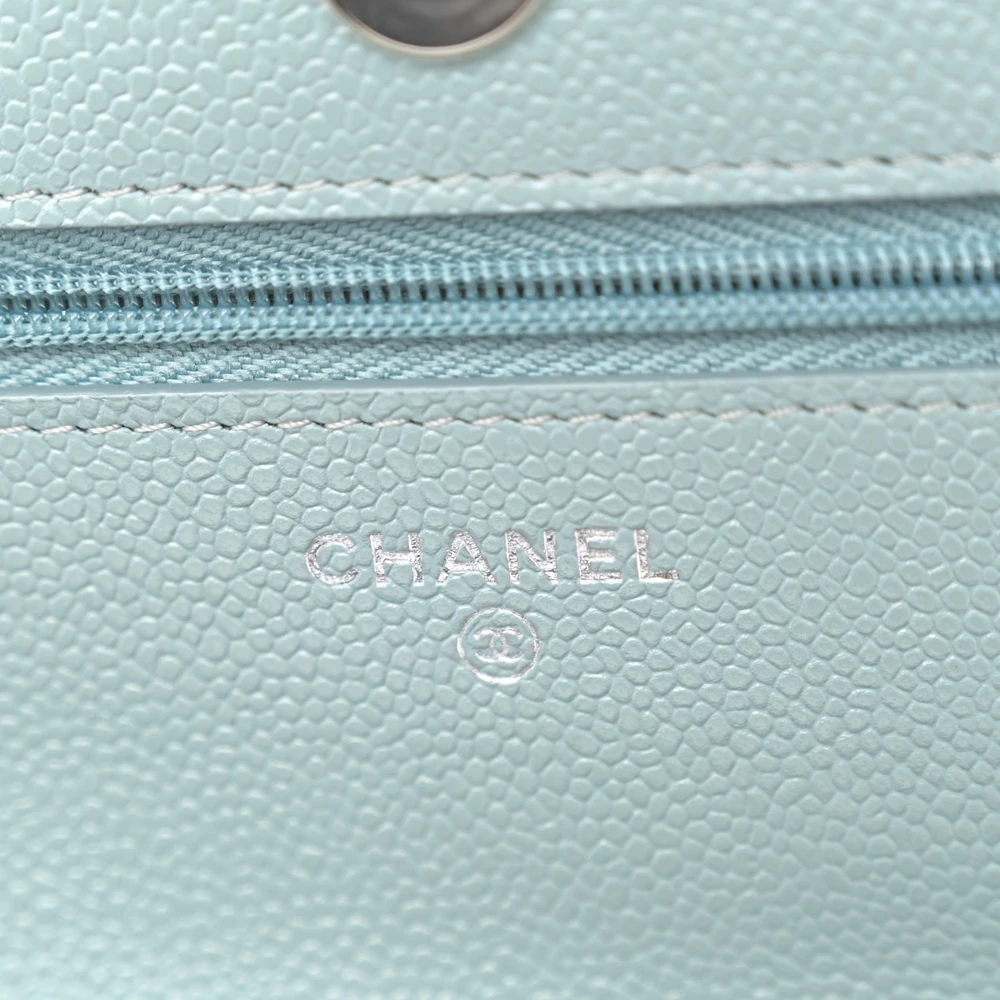 Lushentic Quality Handbags: Light Blue WOC in Quilted Caviar Leather - Image 2