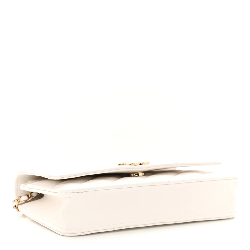 Lushentic Handbag Wallet on Chain - Small White Quilted Caviar Leather - Image 6