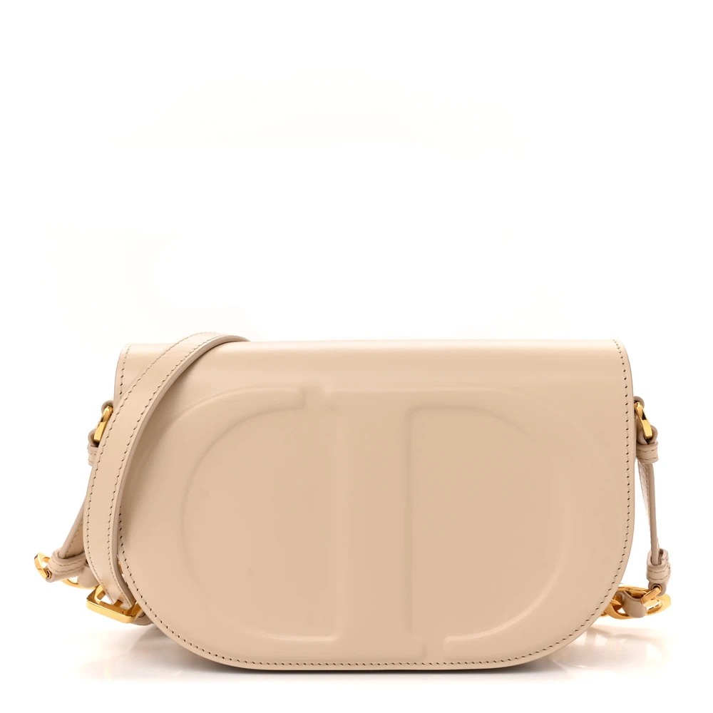 Lushentic Dior Medium CD Signature Flap Crossbody Caramel Beige Calfskin Leather Gold Hardware Front