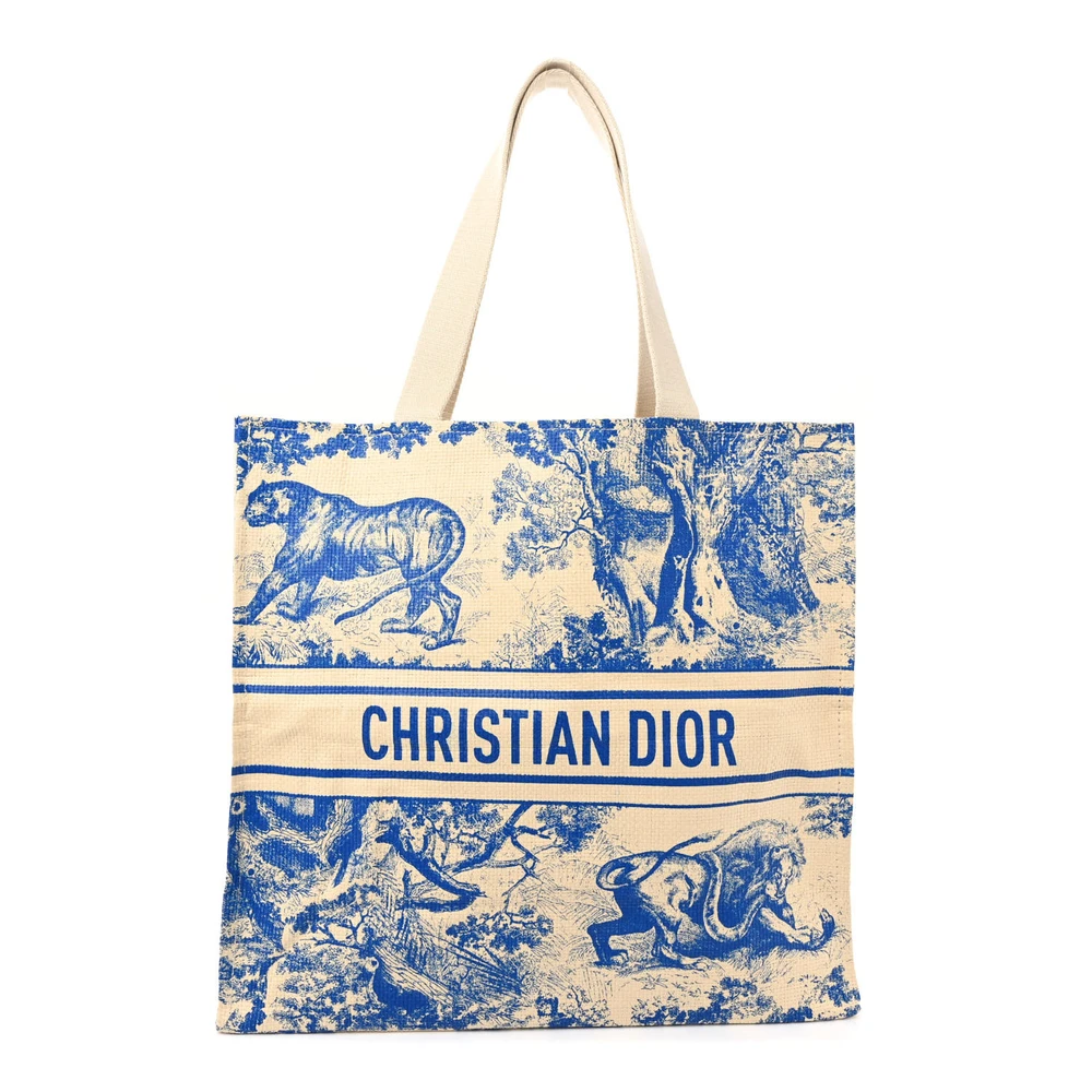Lushentic Dior Medium Dioriviera Tote Blue Straw Front