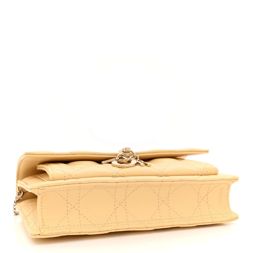 Lady Dior Chain Pouch in Soft Yellow Lambskin Leather - Image 6