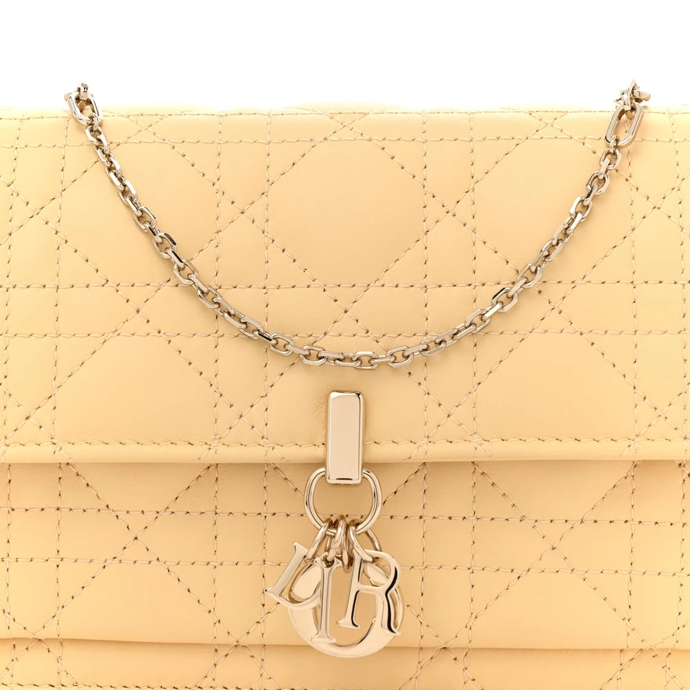 Lady Dior Chain Pouch in Soft Yellow Lambskin Leather - Image 8