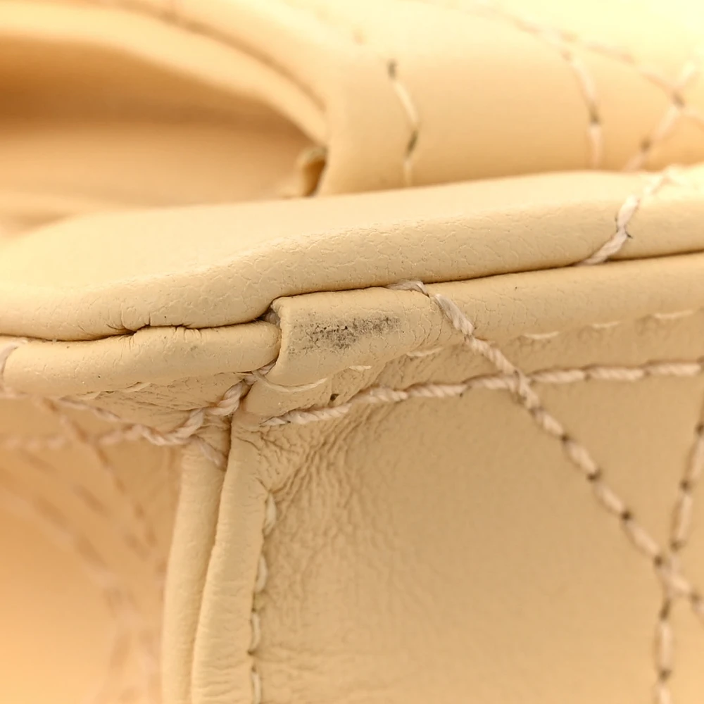 Lady Dior Chain Pouch in Soft Yellow Lambskin Leather - Image 9