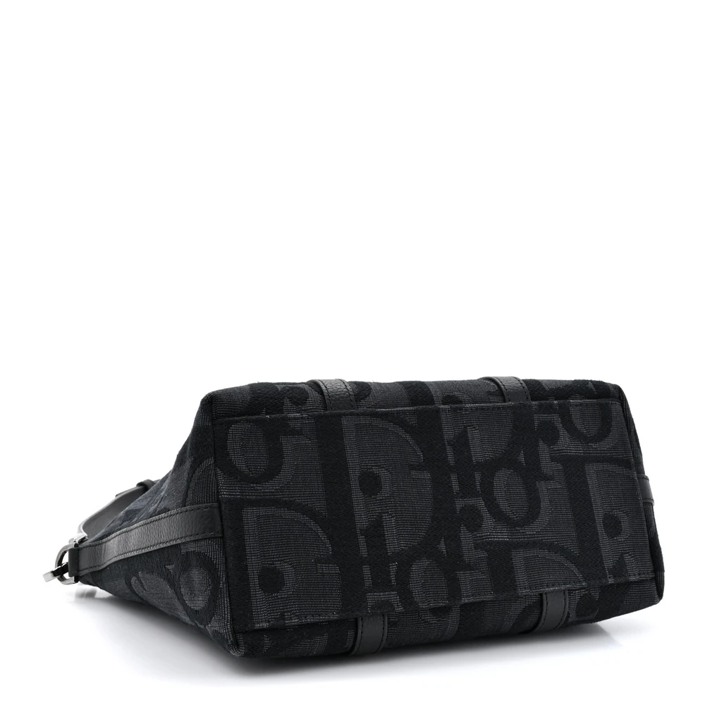 Lushentic Dior Medium Weekender 25 Bag Black Maxi Oblique Canvas Ruthenium Hardware - Image 6