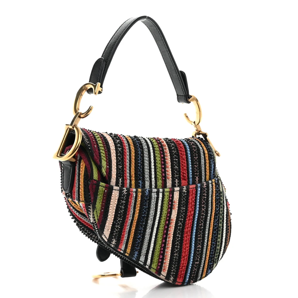Buy Lushentic Grade Bags Mini Saddle Bag Multicolor Embroidered Canvas - Image 3