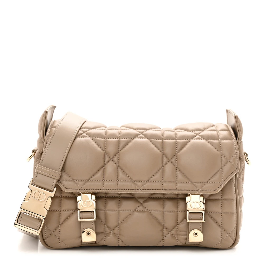 Lushentic Dior Small Diorcamp Messenger Sand Macrocannage Calfskin Leather Gold Hardware Front