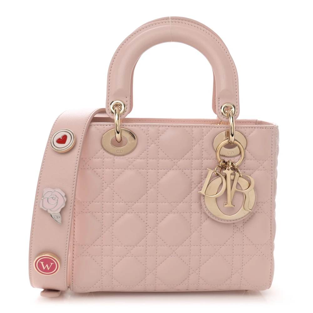Lushentic Dior Small My ABCDior Lady Dior Light Pink Cannage Lambskin Leather Gold Hardware Front