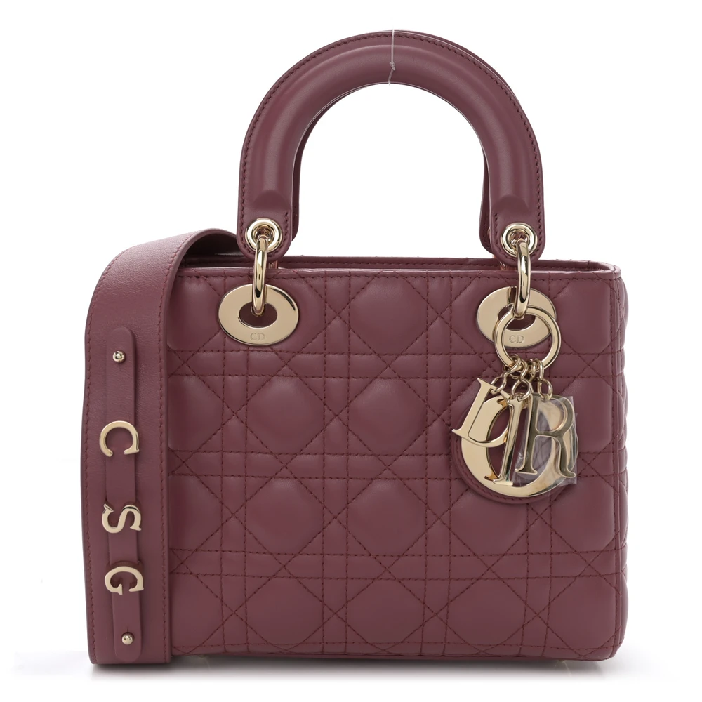 Lushentic Dior Small My ABCDior Lady Dior Pink Honey Cannage Lambskin Leather Gold Hardware Front
