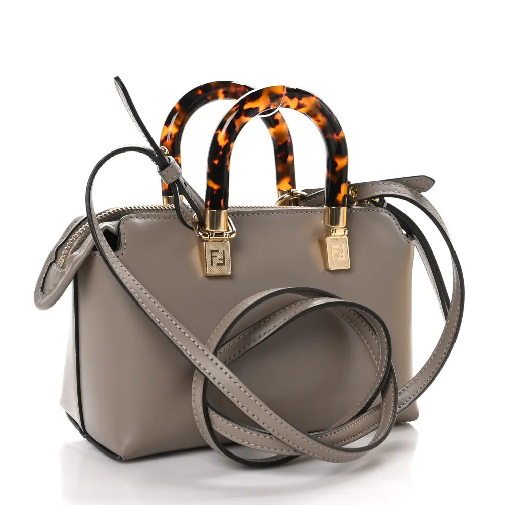 Lushentic Designer Mini Logo-Embossed Boston Bag in Dark Grey - Image 4