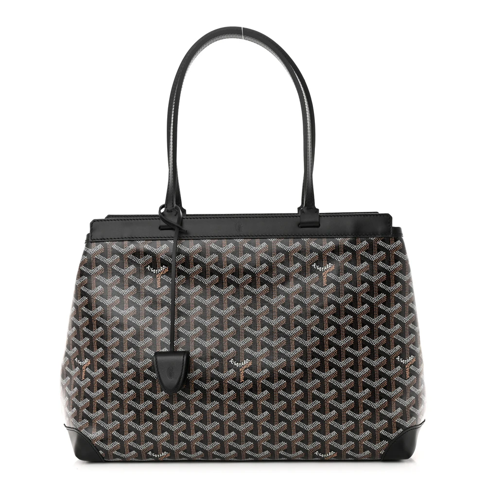 Lushentic Goyard Bellechasse Biaude Tote MM Black Goyardine Canvas Front