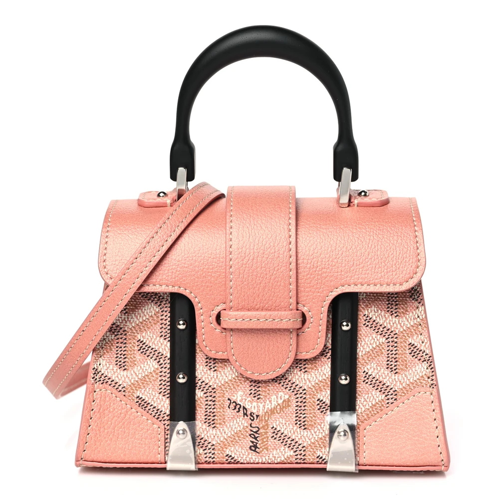 Lushentic Goyard Nano Saigon Bag Pearly Coral Iridescent Goyardine Canvas Silver Hardware Front