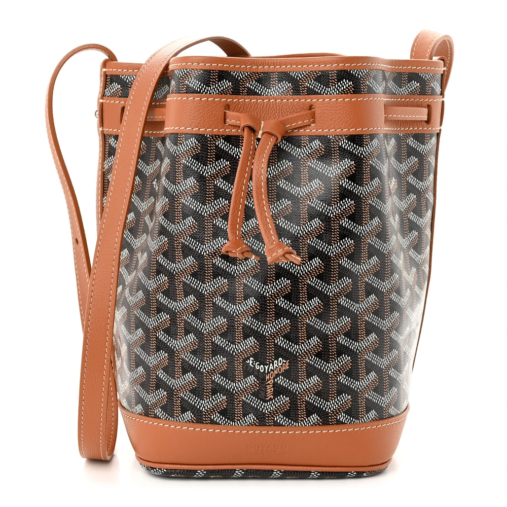 Lushentic Goyard Petit Flot Bucket Bag PM BlackGold Goyardine Canvas Front