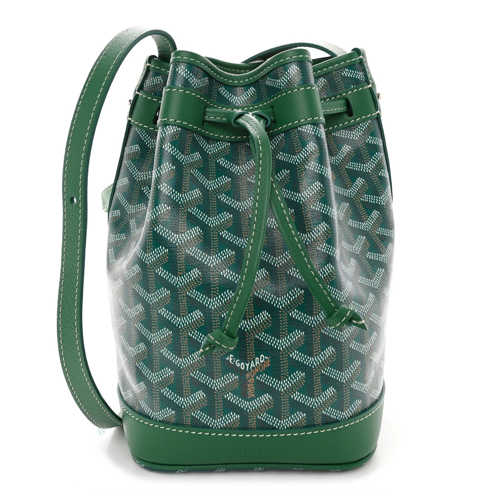 Lushentic Goyard Petit Flot Bucket Bag PM Green Goyardine Canvas Front