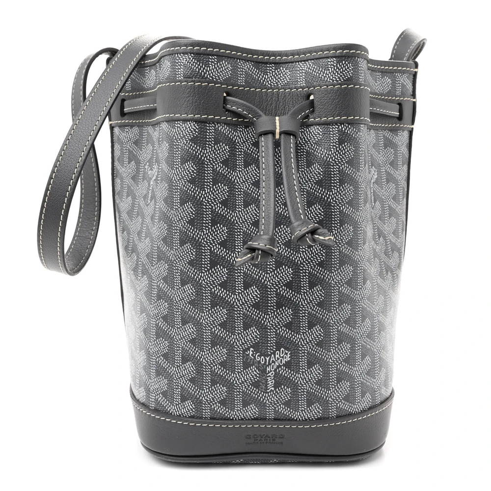 Lushentic Goyard Petit Flot Bucket Bag PM Grey Goyardine Canvas Front