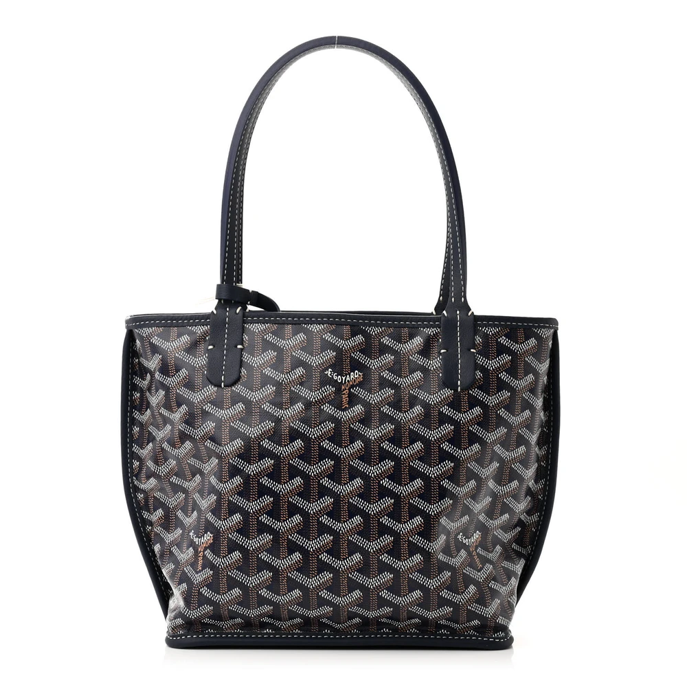 Lushentic Goyard Reversible Mini Anjou Tote Navy Goyardine Canvas Front