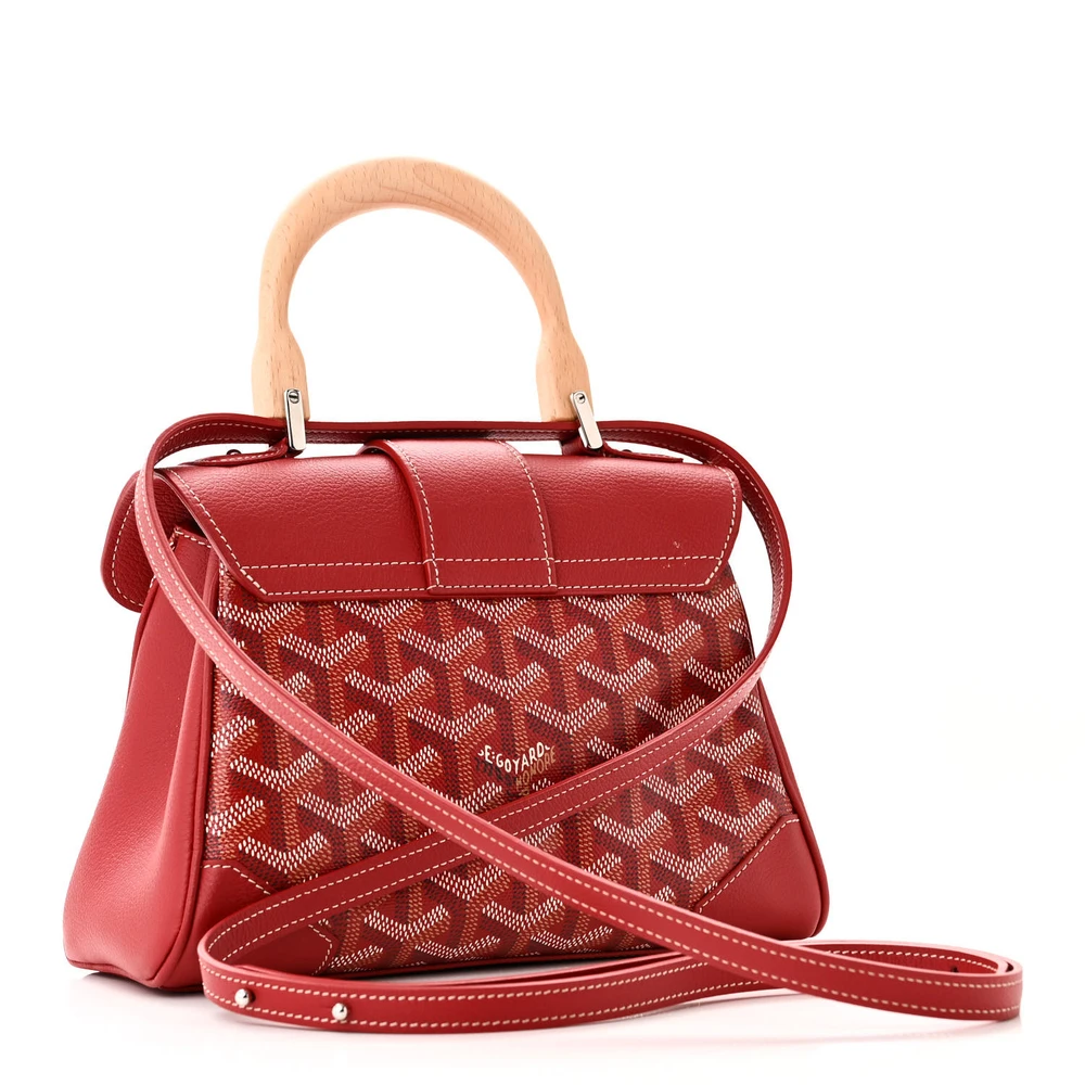 Lushentic Saigon Mini Bag - Red Goyardine Canvas, Silver Hardware - Image 3