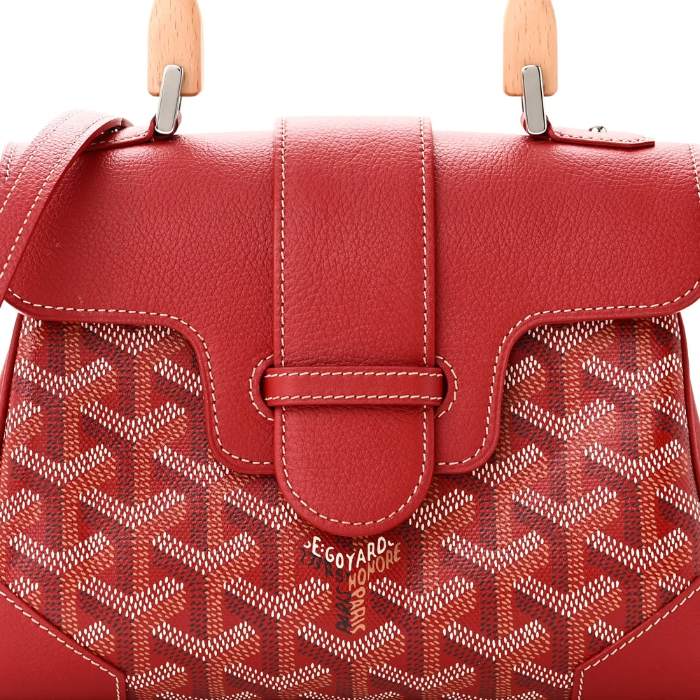 Lushentic Saigon Mini Bag - Red Goyardine Canvas, Silver Hardware - Image 8
