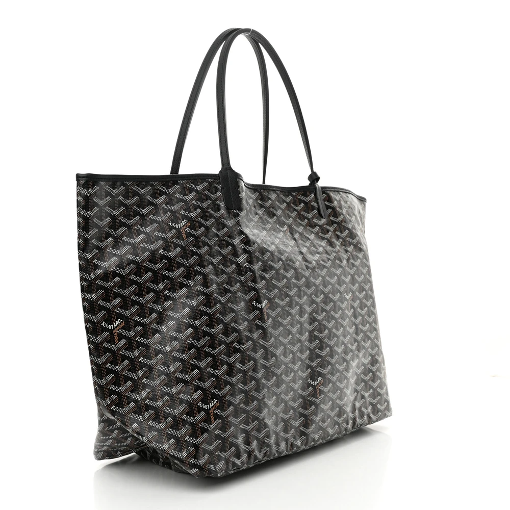 Lushentic Quality Bags - Saint Louis Tote GM Black Goyardine Canvas - Image 3