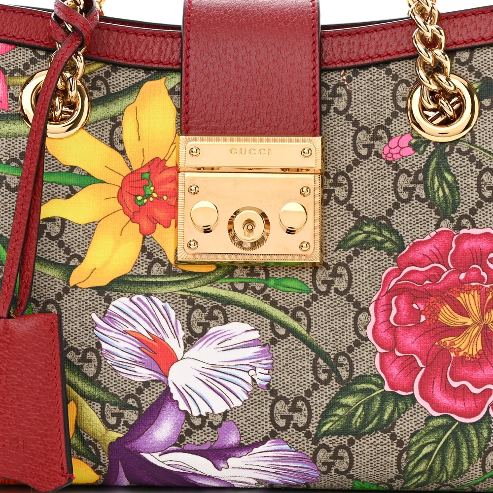 Lushentic Small Padlock Tote in Red GG Supreme Monogram - Image 8