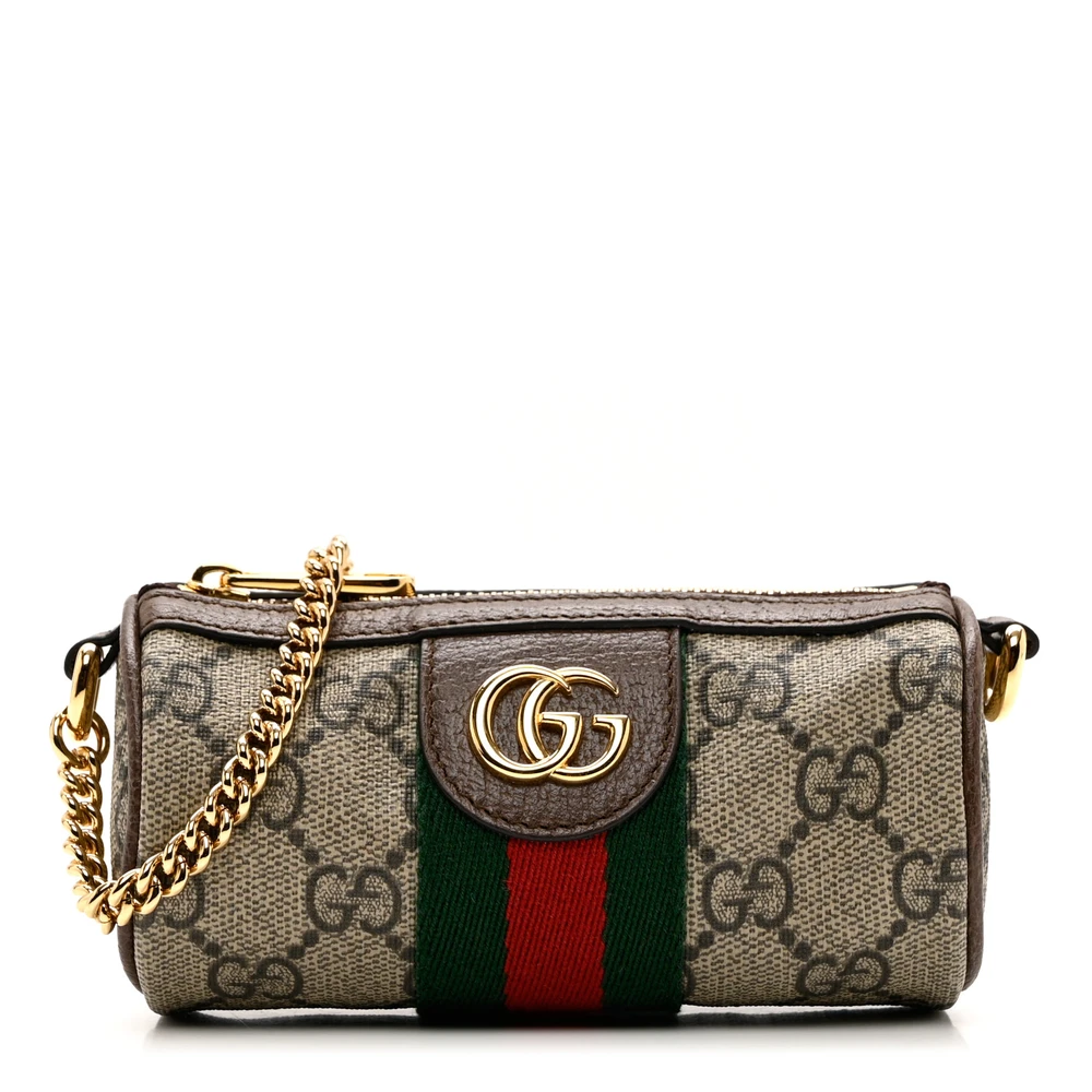 Lushentic Ophidia Small Web Coin Purse in Beige GG Supreme Canvas