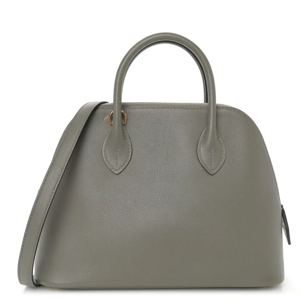 Lushentic Hermès 1923 Bolide 25 Gris Meyer Evercolor Leather Gold Palladium Hardware Front