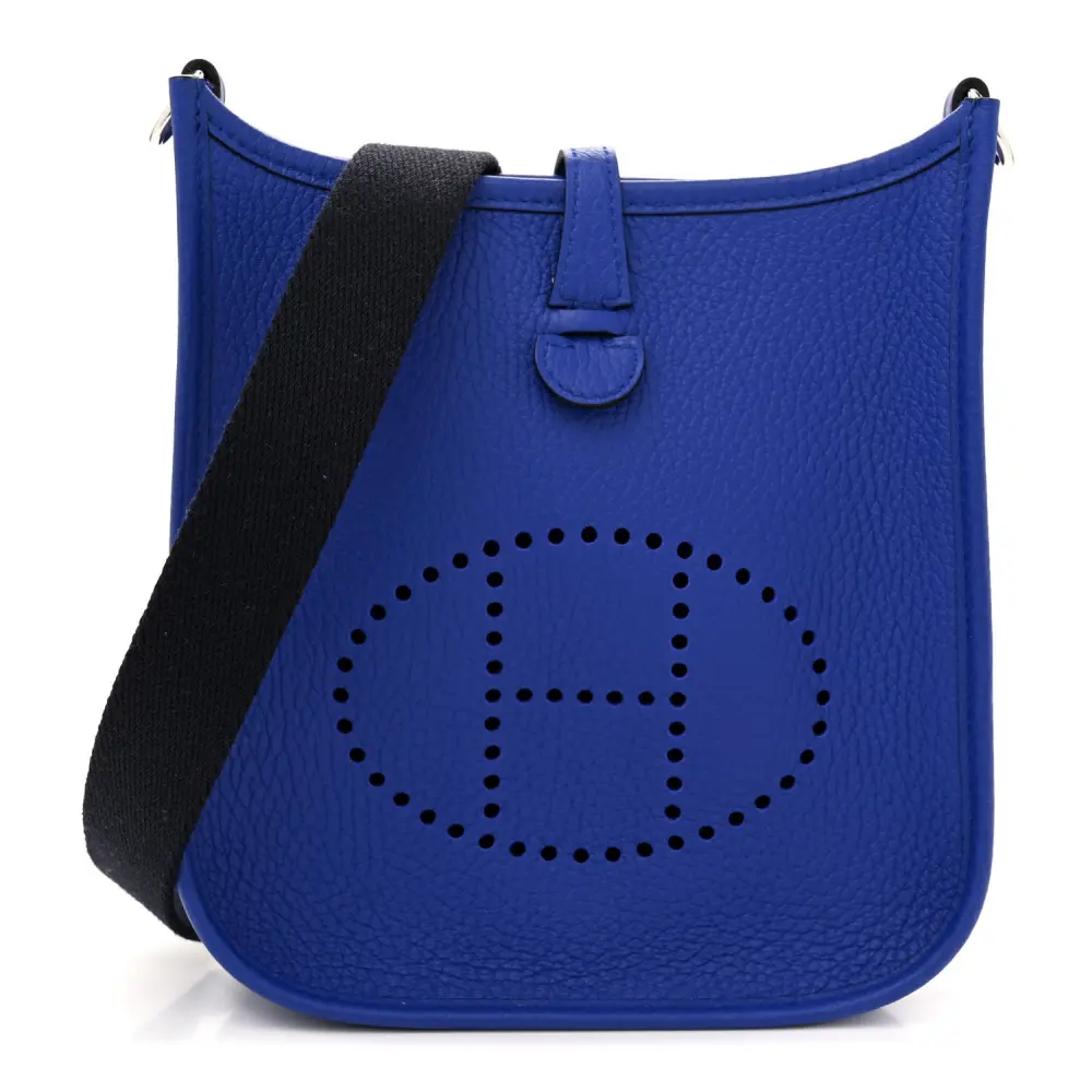 Lushentic Hermès Amazone Evelyne TPM Bleu Electrique Bleu Indigo Taurillon Clemence Leather Palladium Hardware Front