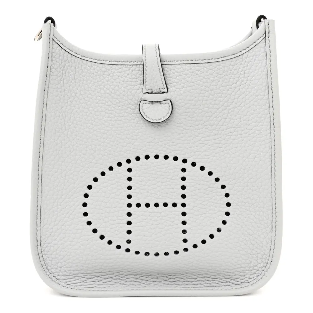 Lushentic Hermès Amazone Evelyne TPM Bleu Pâle Étain Taurillon Clemence Leather Palladium Silver Hardware Front