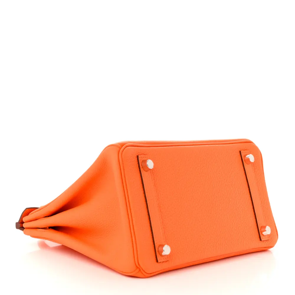 Lushentic Designer Birkin 25 Orange Togo Leather Silver Hardware - Image 6