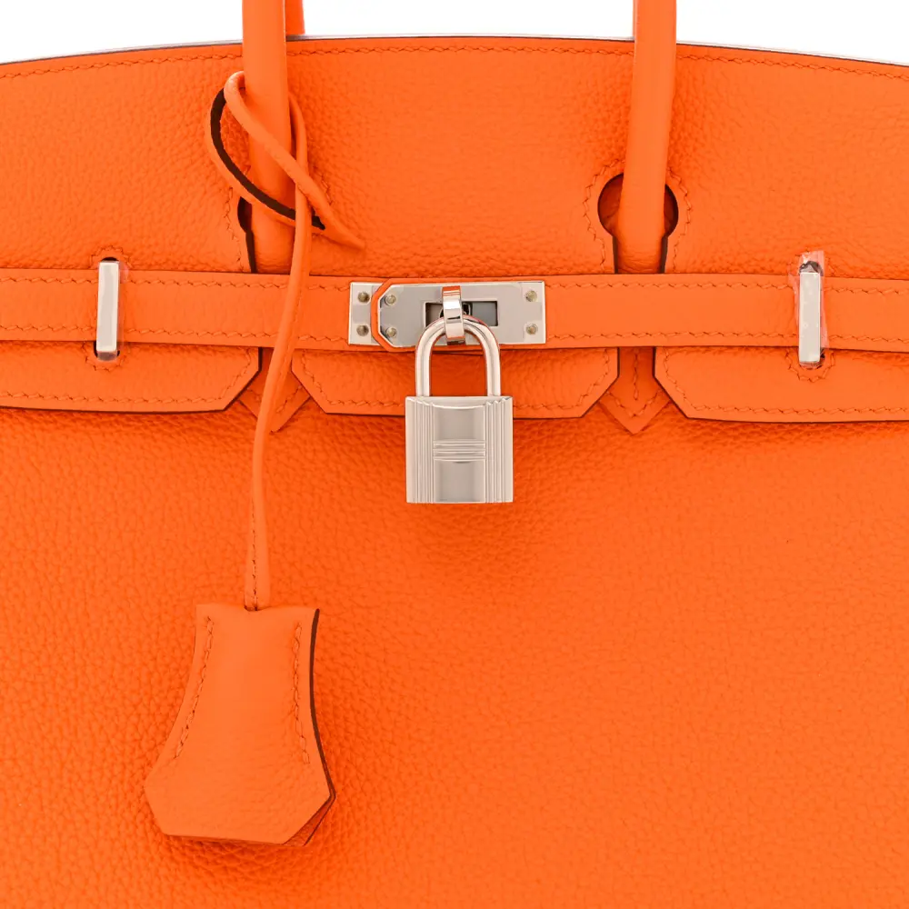 Lushentic Designer Birkin 25 Orange Togo Leather Silver Hardware - Image 9