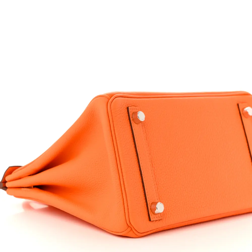 Lushentic Designer Birkin 25 Orange Togo Leather Silver Hardware - Image 4
