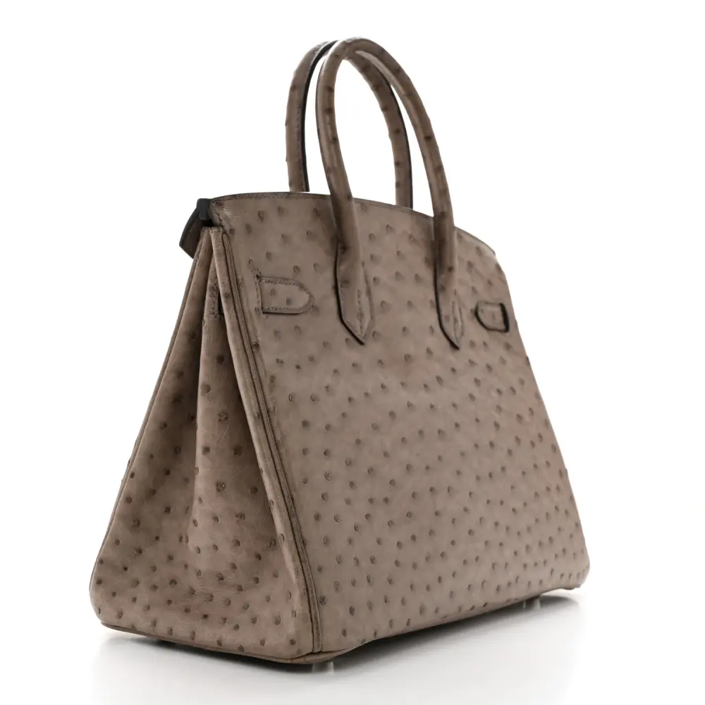 Lushentic Quality Handbags - Birkin 30 Gris Tourterelle Ostrich Leather - Image 3