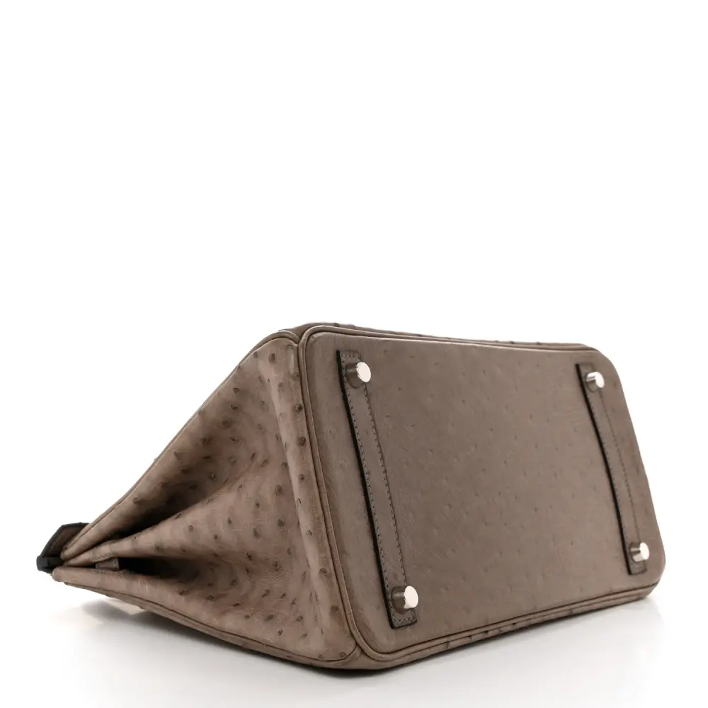 Lushentic Quality Handbags - Birkin 30 Gris Tourterelle Ostrich Leather - Image 6