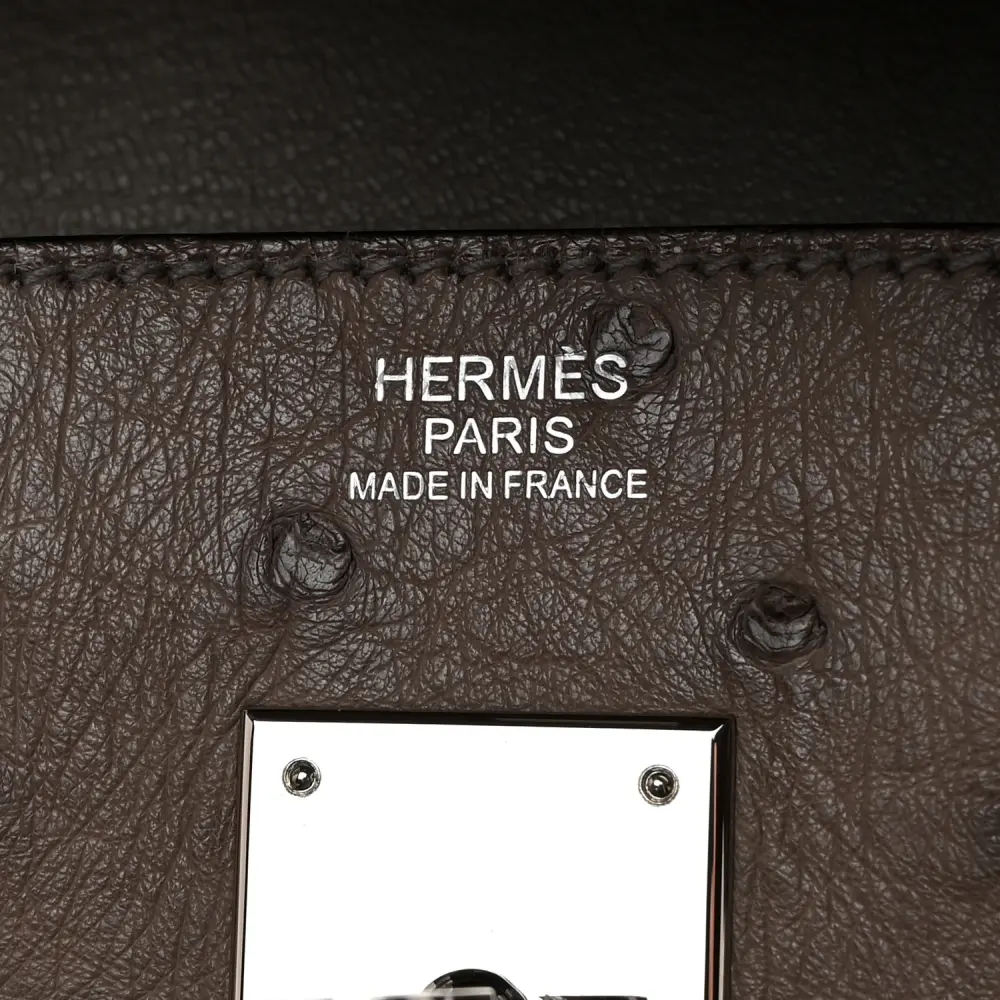 Lushentic Quality Handbags - Birkin 30 Gris Tourterelle Ostrich Leather - Image 2