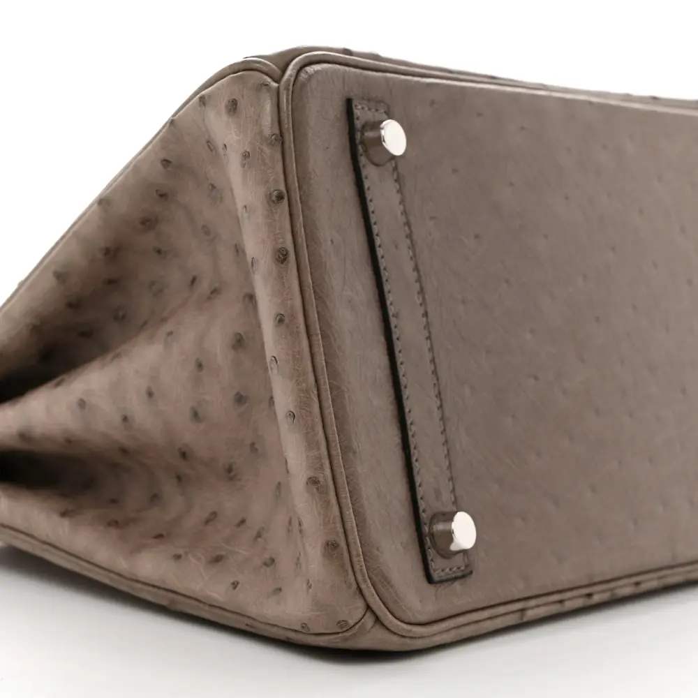 Lushentic Quality Handbags - Birkin 30 Gris Tourterelle Ostrich Leather - Image 4