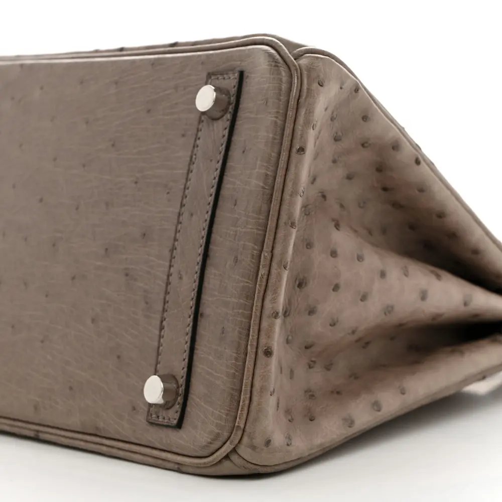 Lushentic Quality Handbags - Birkin 30 Gris Tourterelle Ostrich Leather - Image 5