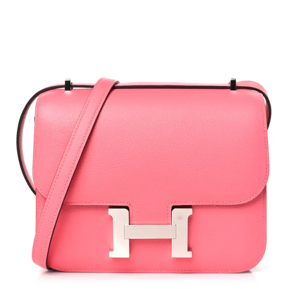Lushentic Hermès Constance 18 Rose Azalée Evercolor Leather Palladium Hardware Front
