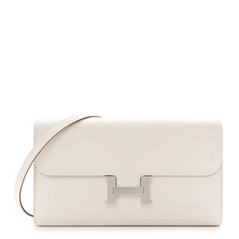 Lushentic Hermès Constance Long To Go Wallet Gris Pâle Epsom Leather Silver Hardware Front
