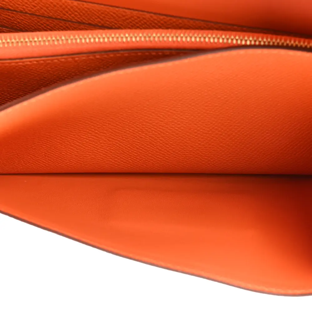 Lushentic Reviews Constance Long Wallet: Orange Epsom, Gold Hardware - Image 7